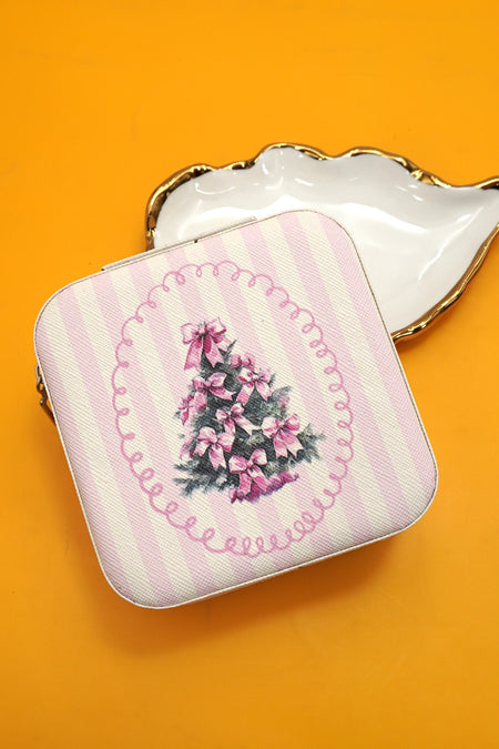 Travel Jewelry Organizer - Pink bow/stripe Tree