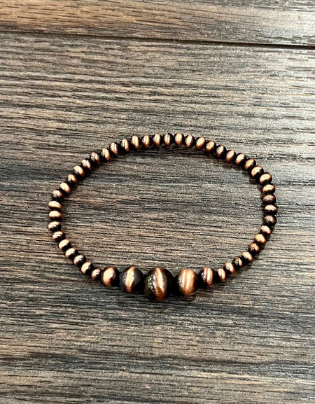 Copper Navajo Bead Stretch Bracelet