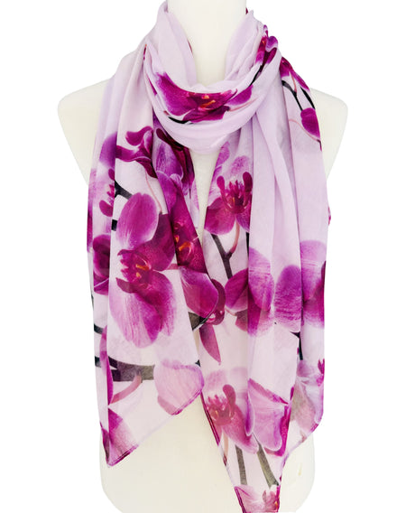 Pink-purple Violet Floral Print Scarf