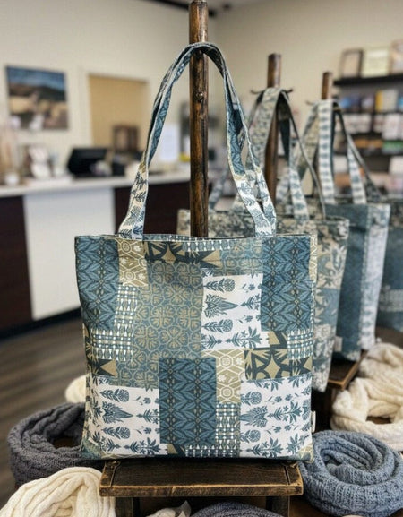 Geometric and Floral Patchwork Tote Bag