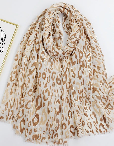 Beige-Khaki Leopard Scarf