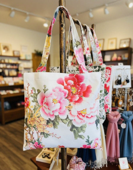Pink Watercolor Peony Tote Bag