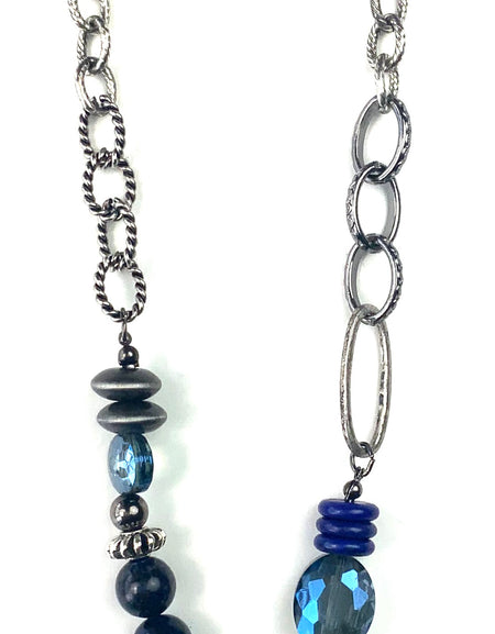 Mixed Chain Necklace with chunky beads and coin