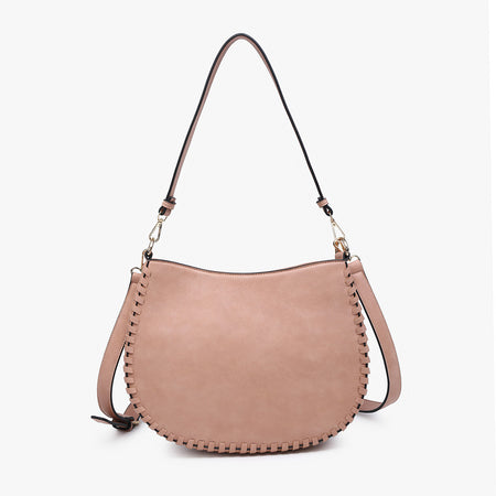 Raquel Whipstitch Trim Saddle Bag - Mauve