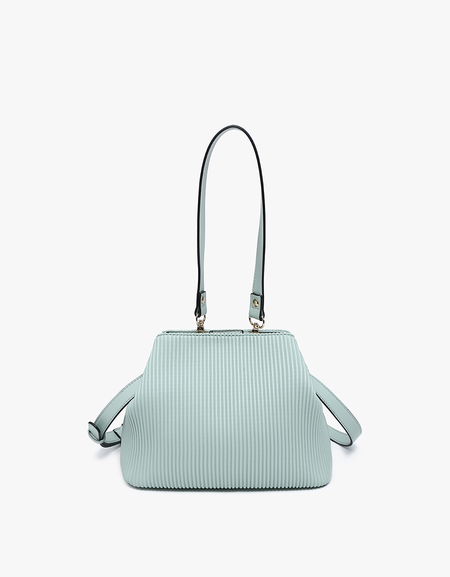 Dove Pleated Satchel w/ Large Handle - Fig