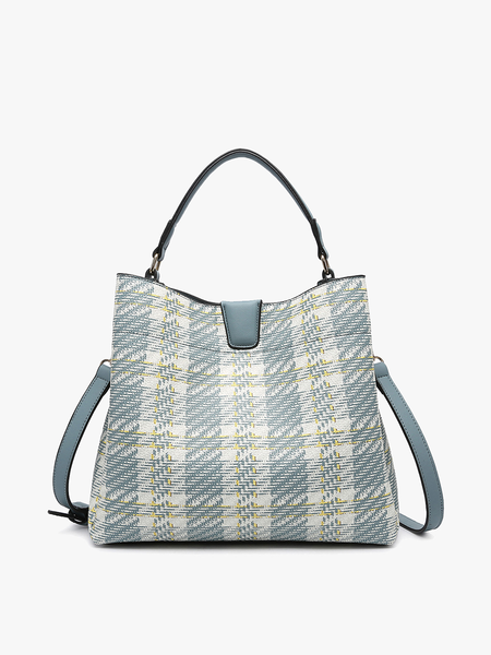 Tati Plaid Satchel w/ Shoulder Strap - Teal