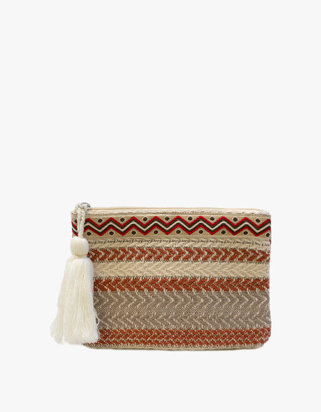 Adalaide Printed Cotton Pouch - Rust