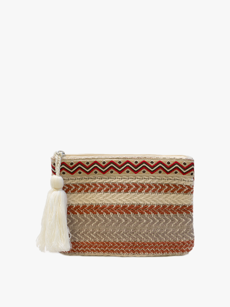 Adalaide Printed Cotton Pouch - Rust