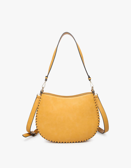 Raquel Whipstitch Trim Saddle Bag - Mustard
