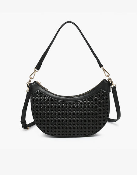 Daisy Half Moon Crossbody - Black