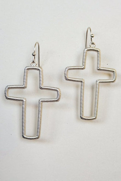 Beverly Cross Earrings - Silver