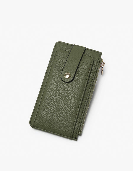 Mae Multi-Card Wallet with Strap Snap Closure - Olive