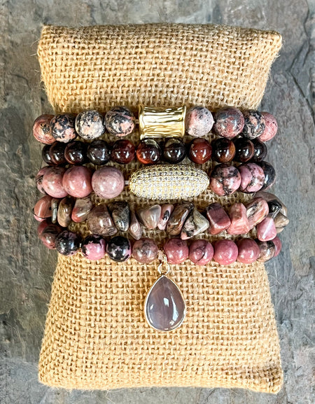 Zambia Bracelet Set Rhodonite