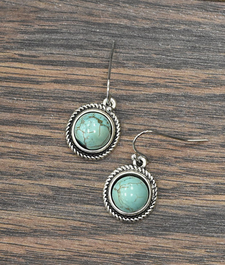 Turquoise 10MM round stone earrings