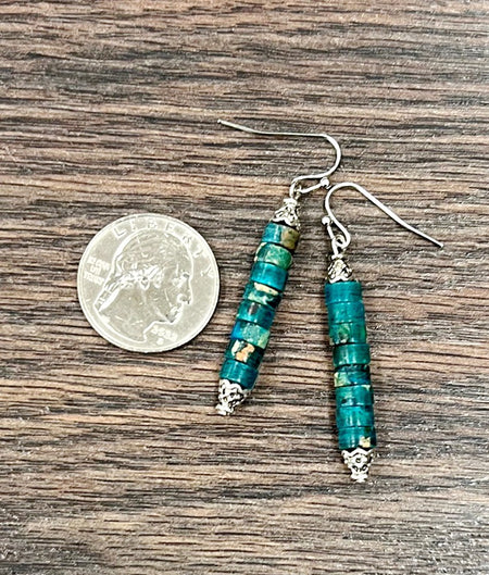 6mm Rondelle Gemstone Earrings - Turquoise