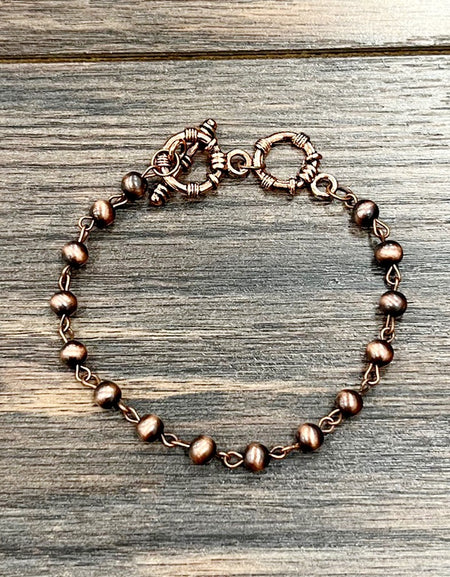 Copper Western Bead Adjustable Toggle Bracelet