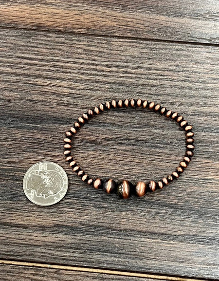 Copper Western Bead Stretch Bracelet