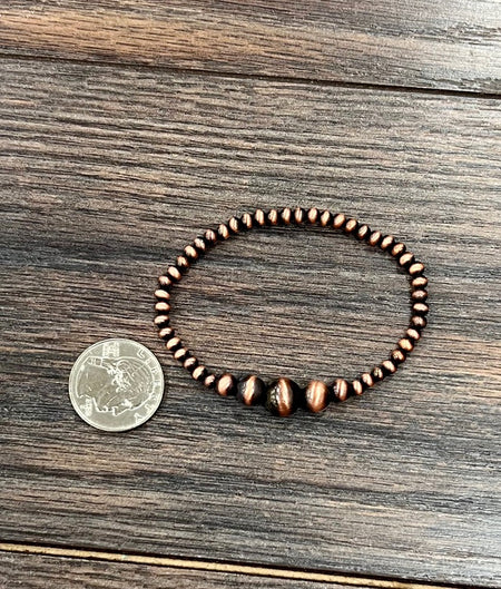 Copper Western Bead Stretch Bracelet