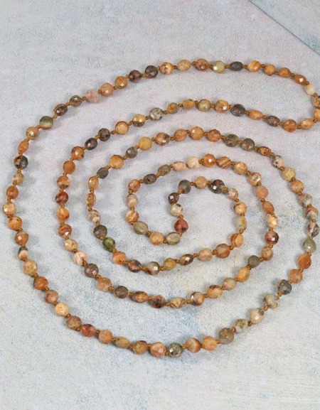 5mm Infinity Coin-Shaped Orange Rhodonite Necklace