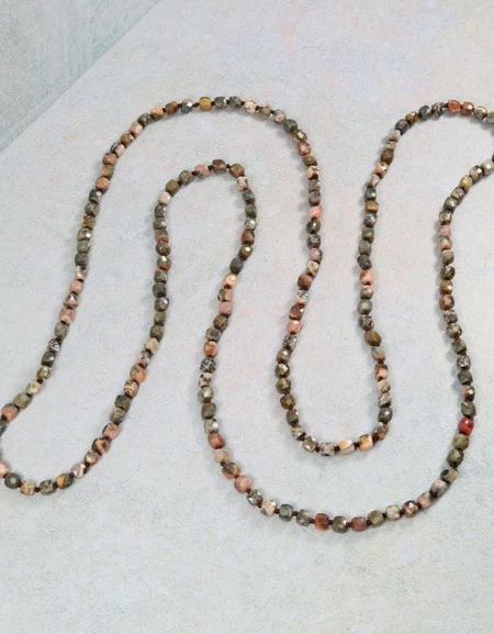 36" 4mm Infinity Squared Micro-cut Rhodonite Necklace
