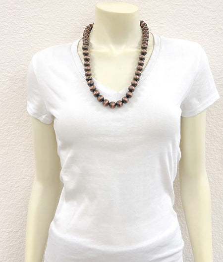 24" Big 14mm Copper Western Bead Necklace