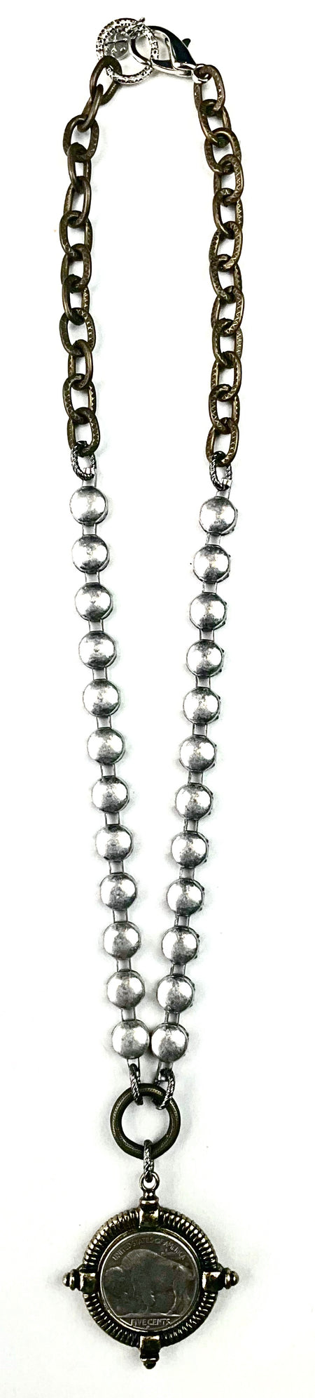Half Disc Necklace on Mixed Chain