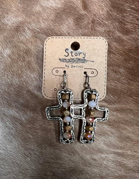 Western Cross Fish Hook Earrings