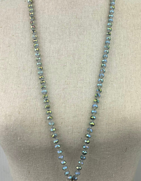 AC 36" Hand Knotted Crystal Necklace with Double Pendant