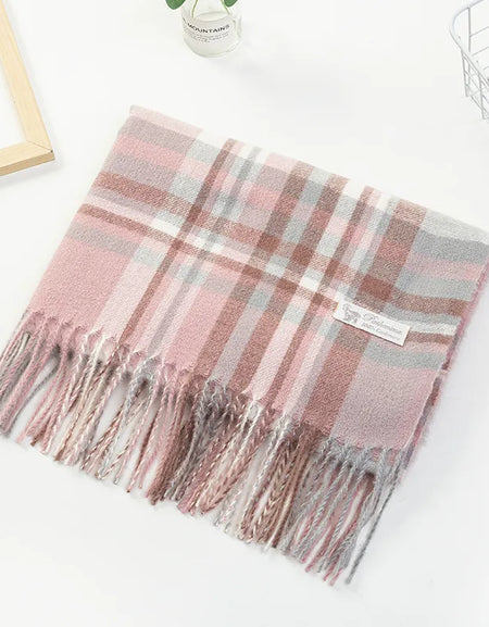 NI Mauve plaid cashmere blend scarf