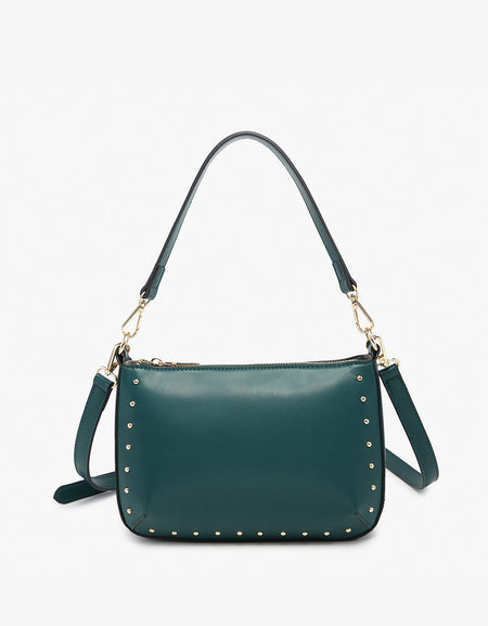 J&C Carmen Studded Crossbody with Shoulder Strap - Peacock