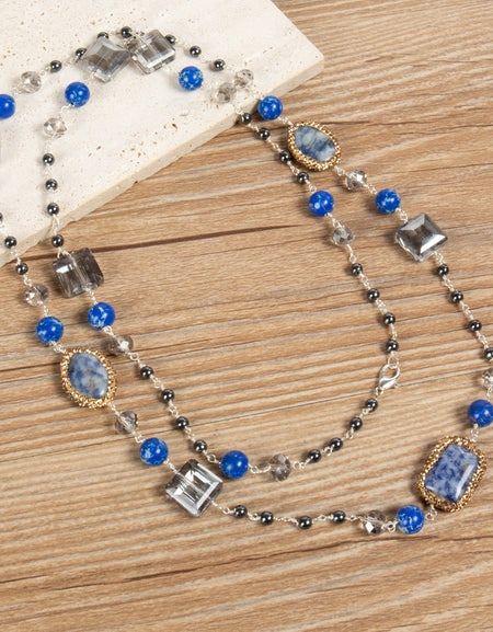 OLE Blue Spot Jasper Bead Link Necklace
