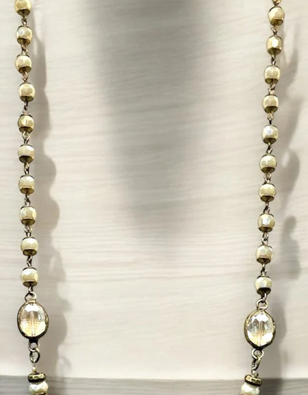 AC Ivory Necklace with Double Crystal