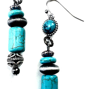 Turquoise Bead Dangle Earrings