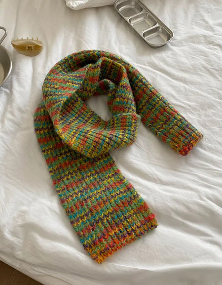 NI Green Retro Color Block Acrylic Scarf