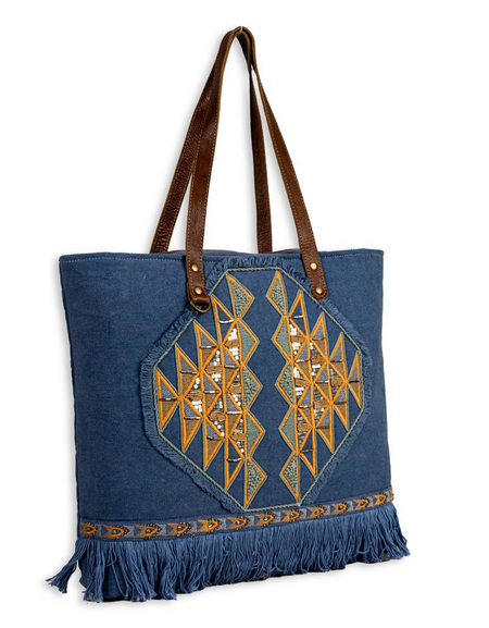 Ember Reflections Embroidered Tote Bag