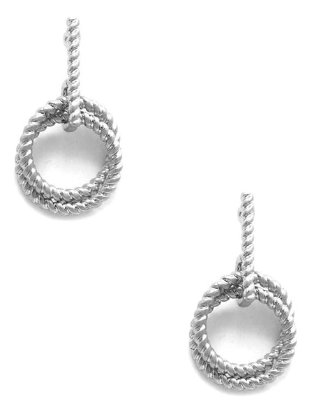 Duo Twisted Ring Earrings - Silver