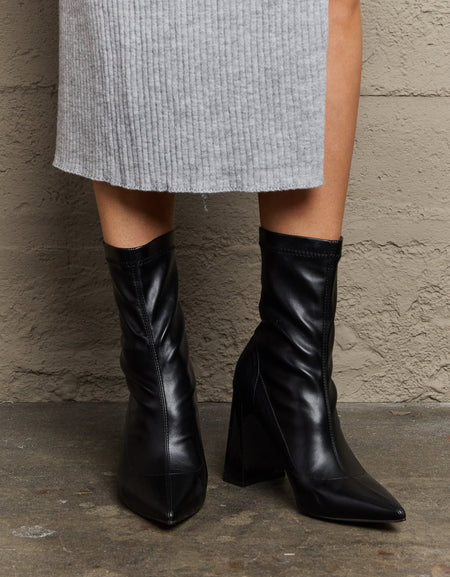 Weeboo Stacy Block Heel Sock Boots