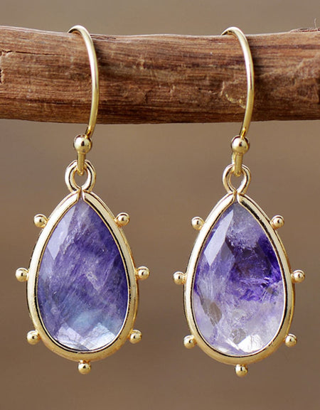 Natural Stone Teardrop Earrings