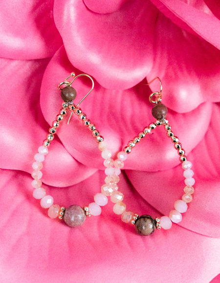 Yara Teardrop Earrings - Pink And Goldtone