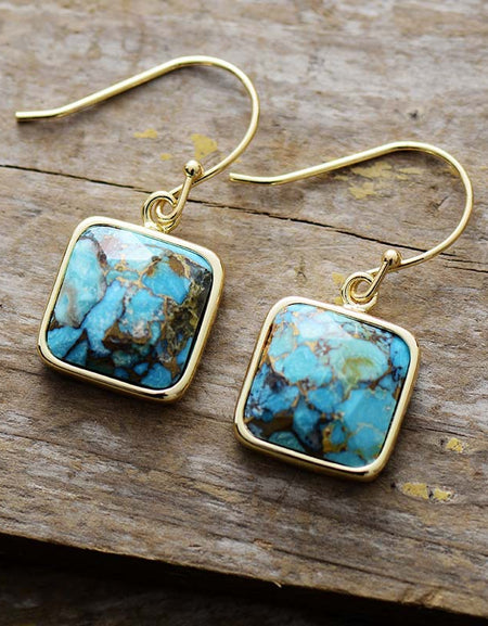 Square Copper Drop Earrings