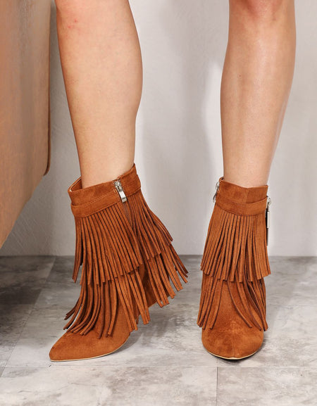 Legend Women's Tassel Wedge Heel Ankle Booties
