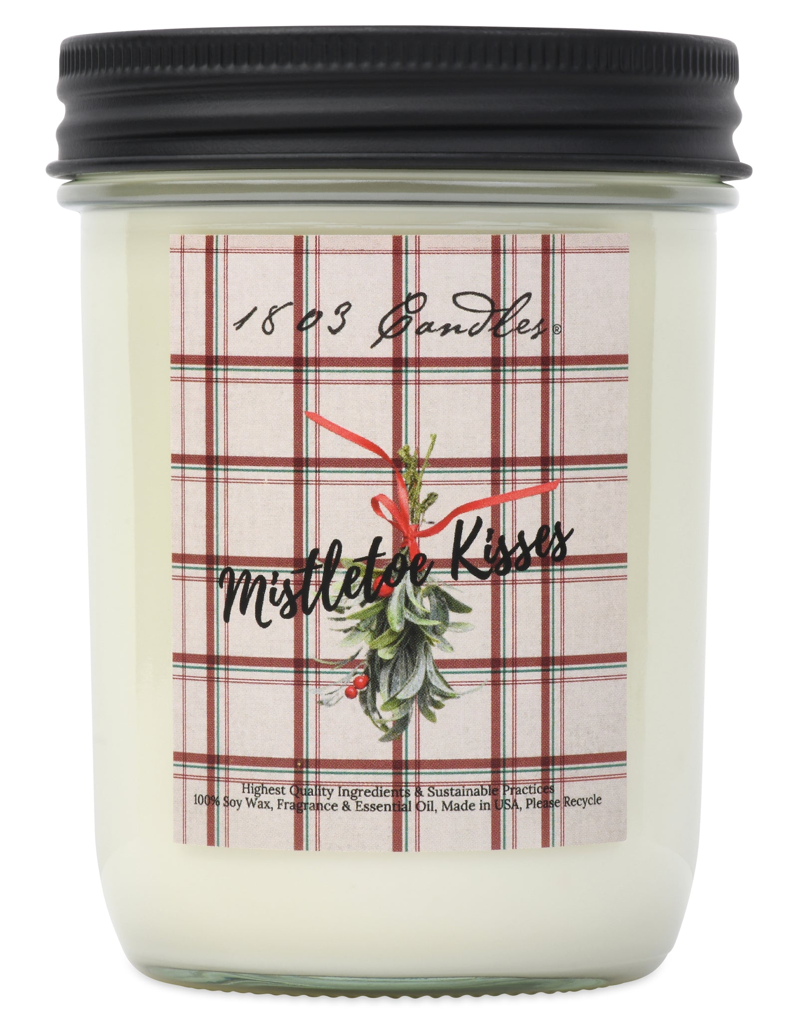 Limited Edition Mistletoe Kisses - Plaid 14 oz. Jar Candle