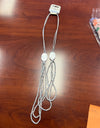 OLE Crystal Beads Leather Layered Necklace - grey