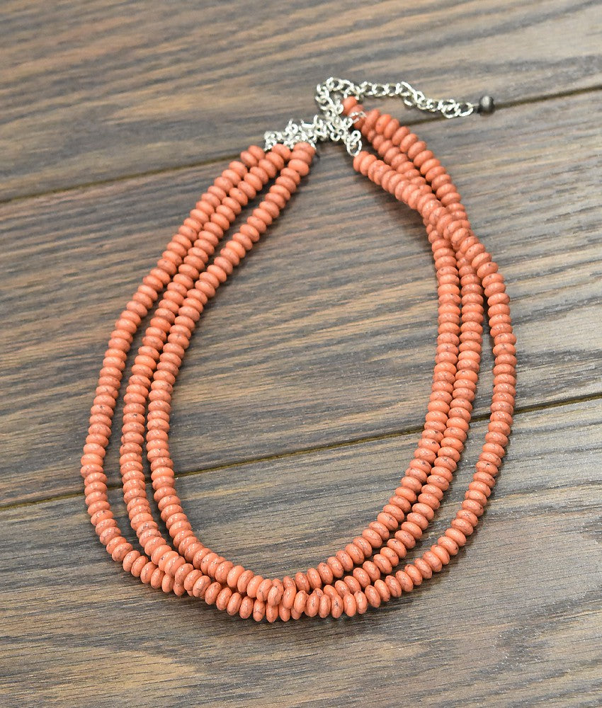 Handmade Apricot colored Bead Necklace