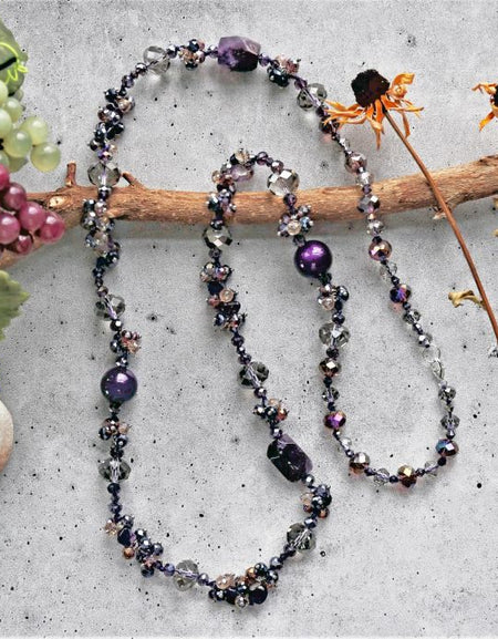 Amethyst, Jade, crystal necklace