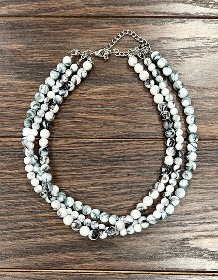 White/Gray Bead Necklace