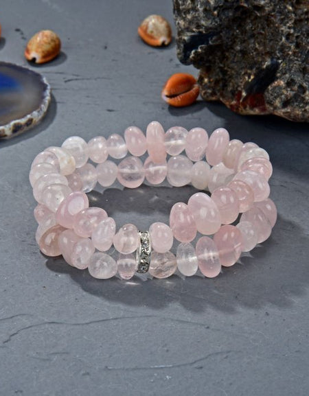RS Double Strand Rose Quartz Stretch Bracelet