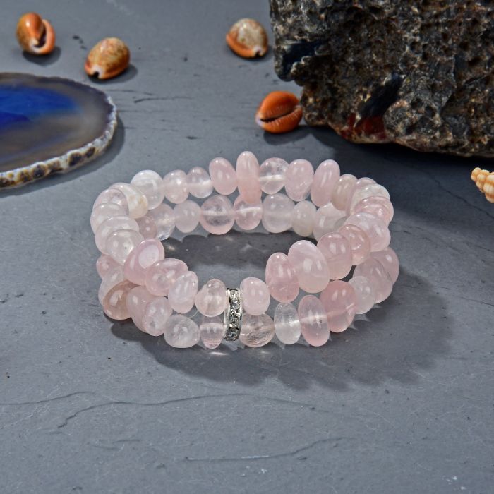 RS Double Strand Rose Quartz Stretch Bracelet