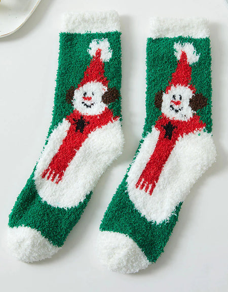 FC Christmas Fuzzy Socks - Green Snowman