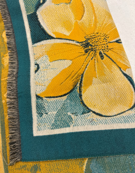 NI teal/gold floral scarf